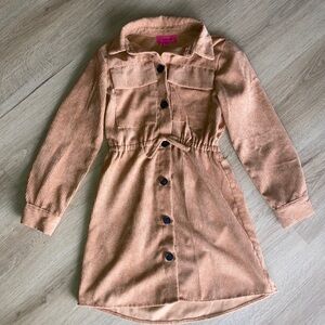 Tan Corduroy Button-Up Dress